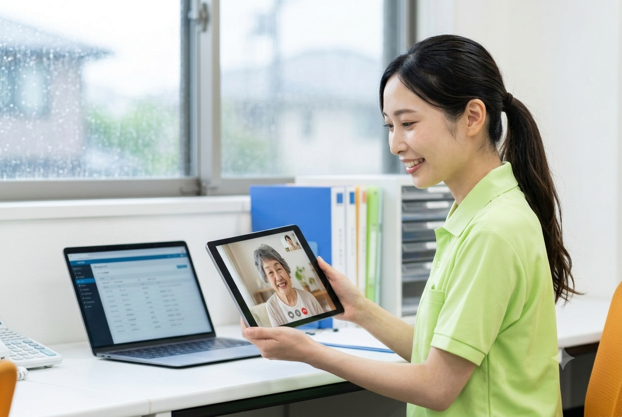 【補助金活用】災害時の「訪問できない」不安を解消!TV電話×スマケアで作る定期巡回のBCP対策と業務効率化